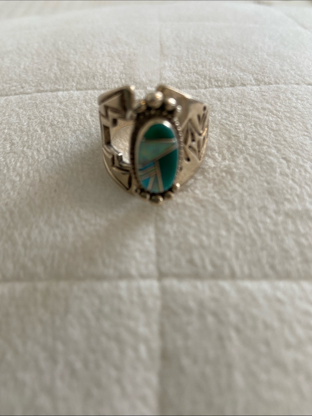 Native American Sterling Silver Inlay Ring